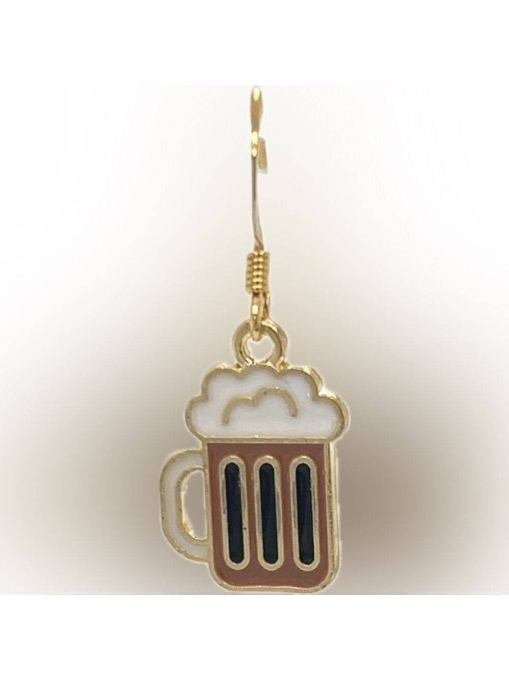 Gold and White Beer Mug Pendant